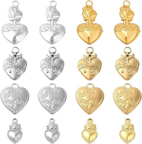 SUNNYCLUE 1 BOX 80PCS Sacred Heart Charms Milagros Heart Charms Mexican Cute Alloy Metal Antique Silver Love Charm Bulk for Jewelry Making Charms Christmas Easter Valentine's Day Gift Craft Supplies in Saudi Arabia