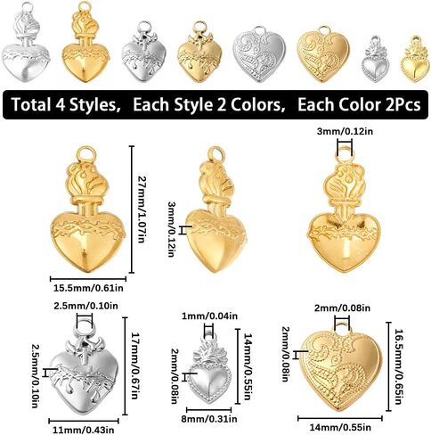 SUNNYCLUE 1 BOX 80PCS Sacred Heart Charms Milagros Heart Charms Mexican Cute Alloy Metal Antique Silver Love Charm Bulk for Jewelry Making Charms Christmas Easter Valentine's Day Gift Craft Supplies in Saudi Arabia