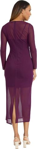 Donna Morgan Women's Long Sleeve Midi Sheer Mesh Overlay, Perfect Cocktail, Going Out, Birthday, Or Date Night Dress in Saudi Arabia