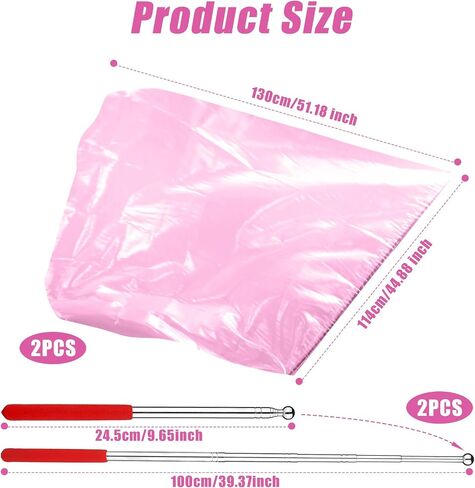 2pcs Worship Flags, 51x45 Inch Shiny Praise Dance Flags with Scalable Rods Silk Like Rectangle Worship Angel Wing Flags Banners for Dance Church Stage Performance Ministry (Transparent Pink) in Saudi Arabia