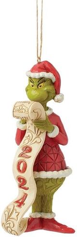 Enesco Dr. Seuss Grinch by Jim Shore Santa Grinch Holding the Naughty List Dated 2024 Hanging Ornament, Hand Crafted, Hand Painted Collectible Christmas Tree Ornaments Decor Gift, 5.1 Inch, Multicolor in Saudi Arabia