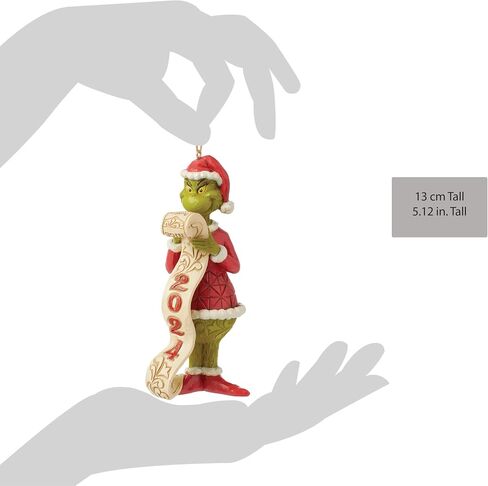 Enesco Dr. Seuss Grinch by Jim Shore Santa Grinch Holding the Naughty List Dated 2024 Hanging Ornament, Hand Crafted, Hand Painted Collectible Christmas Tree Ornaments Decor Gift, 5.1 Inch, Multicolor in Saudi Arabia