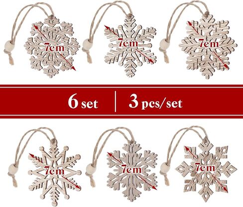 Wooden Snowflakes Christmas Ornaments 16Pcs Tree Hanging Decorations Rustic Wood Crafts in Saudi Arabia
