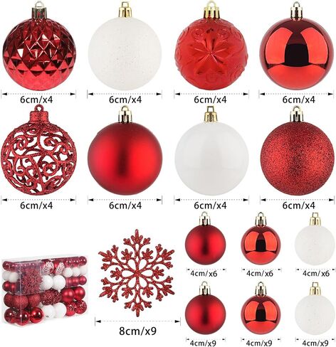 SY CRAFT 86 Pieces of Assorted Shatterproof Christmas Ball Snowflake Ornaments Seasonal Decorative Hanging Ornament Set with Hand-held Gift Package for Xmas Tree Decorations (86PCS, Champaign Gold) in Saudi Arabia