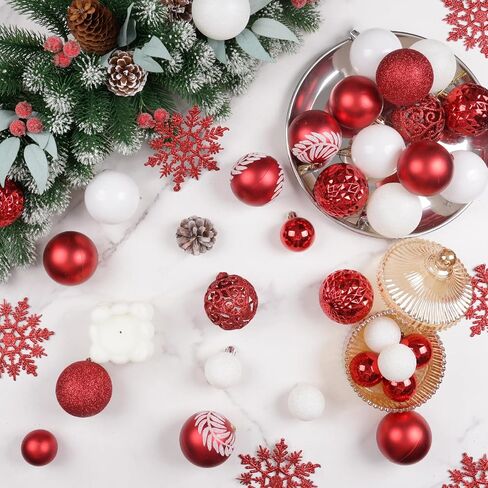 SY CRAFT 86 Pieces of Assorted Shatterproof Christmas Ball Snowflake Ornaments Seasonal Decorative Hanging Ornament Set with Hand-held Gift Package for Xmas Tree Decorations (86PCS, Champaign Gold) in Saudi Arabia