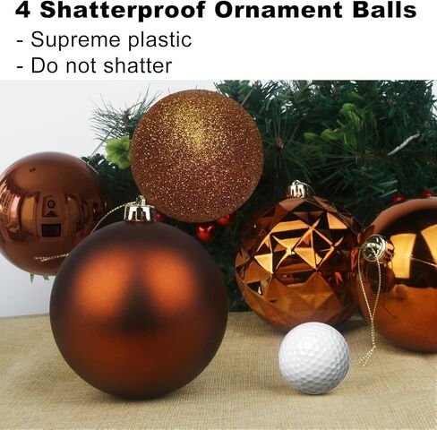 كرات برونزية كبيرة لعيد الميلاد مقاس 4.0 بوصة - زينة شجرة عيد الميلاد، كرات معلقة مضادة للكسر لأعياد الميلاد والهالوين وديكورات الزفاف مجموعة من 4 قطع in Kuwait