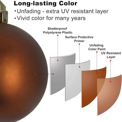 كرات برونزية كبيرة لعيد الميلاد مقاس 4.0 بوصة - زينة شجرة عيد الميلاد، كرات معلقة مضادة للكسر لأعياد الميلاد والهالوين وديكورات الزفاف مجموعة من 4 قطع in Kuwait
