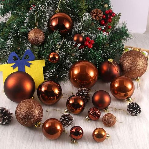 كرات برونزية كبيرة لعيد الميلاد مقاس 4.0 بوصة - زينة شجرة عيد الميلاد، كرات معلقة مضادة للكسر لأعياد الميلاد والهالوين وديكورات الزفاف مجموعة من 4 قطع in Kuwait