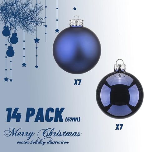 Suixing Christmas Glass Balls Multi Colors Included with Loop Set Festival Home Party Decors Xmas Tree Hanging Pendant 14PC 2.2In Dark Green in Kuwait