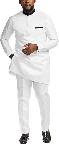 البدلة الأفريقية للرجال 2 قطعة مجموعة قميص السراويل Dashiki ملابس النيجيري ملابس الزفاف in Kuwait