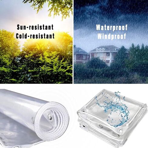 AHWEKR Clear PVC Vinyl Tarp Clear Tarp,Waterproof Clear with Grommets Heavy Duty Outdoor Camping,Transparent Waterproof raincloth for Roofs （8' x 10'） in Saudi Arabia
