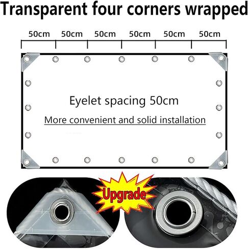 AHWEKR Clear PVC Vinyl Tarp Clear Tarp,Waterproof Clear with Grommets Heavy Duty Outdoor Camping,Transparent Waterproof raincloth for Roofs （8' x 10'） in Saudi Arabia