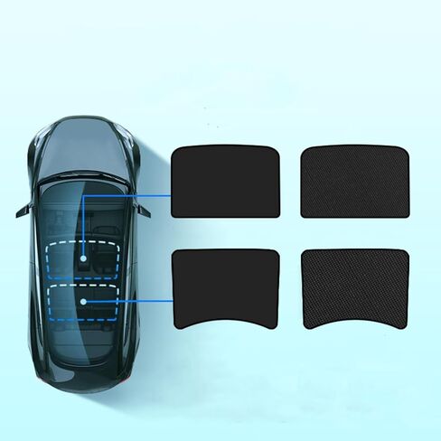 مظلات سقف سيارة فرس النهر الكبيرة لطراز تسلا 3، تناسب مظلة سقف تسلا موديل 3، نافذة سقف عازلة للحرارة مثالية للحماية من الشمس لا ترهل متوافقة مع الطراز 3 2021 2022 2023 (قطعتان باللون الأسود) in Kuwait