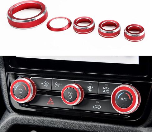 غطاء مقبض Auovo AC متوافق مع ملحقات Ford Ranger 2024 2025 أوضاع القيادة وغطاء مقبض تكييف الهواء وحلقات مقبض التحكم في المناخ (أحمر) in Kuwait