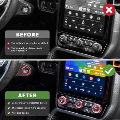 غطاء مقبض Auovo AC متوافق مع ملحقات Ford Ranger 2024 2025 أوضاع القيادة وغطاء مقبض تكييف الهواء وحلقات مقبض التحكم في المناخ (أحمر) in Kuwait