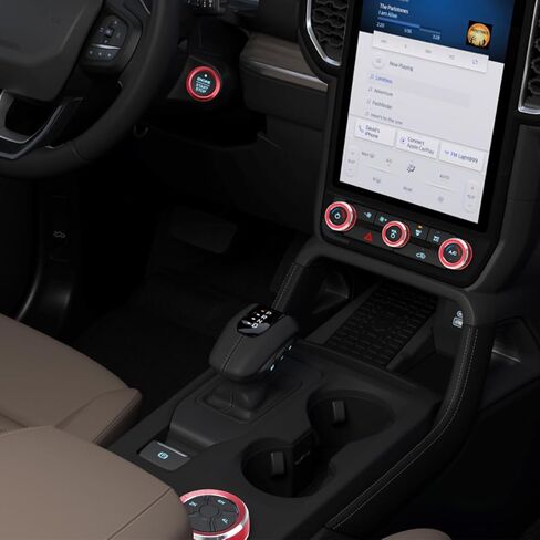 غطاء مقبض Auovo AC متوافق مع ملحقات Ford Ranger 2024 2025 أوضاع القيادة وغطاء مقبض تكييف الهواء وحلقات مقبض التحكم في المناخ (أحمر) in Kuwait