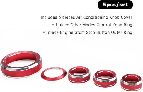 غطاء مقبض Auovo AC متوافق مع ملحقات Ford Ranger 2024 2025 أوضاع القيادة وغطاء مقبض تكييف الهواء وحلقات مقبض التحكم في المناخ (أحمر) in Kuwait