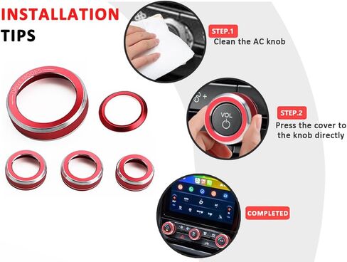 غطاء مقبض Auovo AC متوافق مع ملحقات Ford Ranger 2024 2025 أوضاع القيادة وغطاء مقبض تكييف الهواء وحلقات مقبض التحكم في المناخ (أحمر) in Kuwait