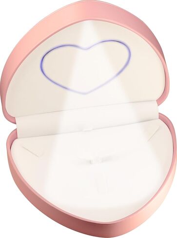 LED Black Necklace Pendant Ring Box for Engagement, Wedding…Unique Designed Heart to Heart Idea PU Leather Heart Shaped Necklace Earrings Ring Sets Jewelry Gift Holder Box with Light for Men for Women in Kuwait