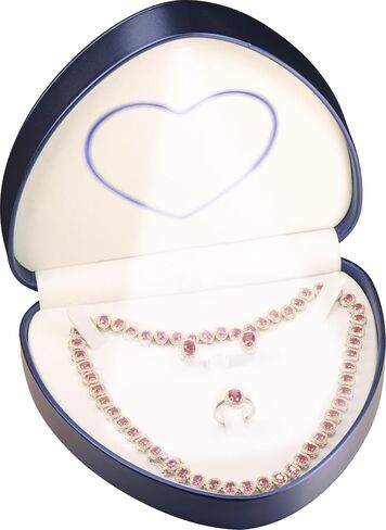 LED Black Necklace Pendant Ring Box for Engagement, Wedding…Unique Designed Heart to Heart Idea PU Leather Heart Shaped Necklace Earrings Ring Sets Jewelry Gift Holder Box with Light for Men for Women in Saudi Arabia