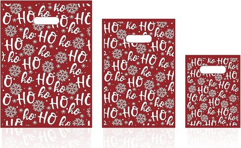 200Pcs Red Christmas Snowflakes Plastic Merchandise Bags Boutique Shopping Retail Bags with Handles 3 Sizes Goodie Gift Bags Bulk for Christmas Holiday Family or Business Party Favor. in Kuwait