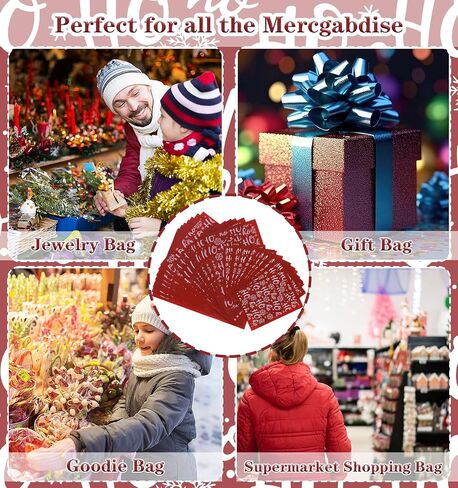 200Pcs Red Christmas Snowflakes Plastic Merchandise Bags Boutique Shopping Retail Bags with Handles 3 Sizes Goodie Gift Bags Bulk for Christmas Holiday Family or Business Party Favor. in Kuwait