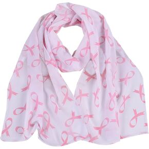 Women's Pink Ribbon Breast Cancer Symbol Scarf,Women's Lightweight Soft Sheer Ribbon Silk Feeling Scarf,Saint Patricks Day Scarf,Breast Cancer Awareness Scarves,Soft Breast Cancer Neck Scarf Gifts