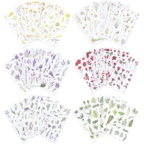 36 Sheets Pressed Flowers Stickers Dried Pressed Flowers Stickers for Crafts Decorative Flowers Stickers for DIY Candles Nail Journal Notebook