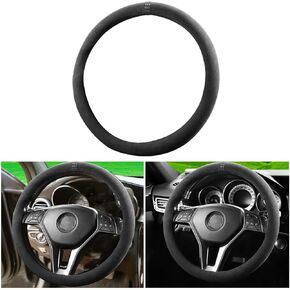 BESULEN Steering Wheel Cover, Anti-Slip and Breathable, Warm in Winter and Cool in Summer, 15 Inch Car Steering Wheel Protector with Grid of The Correction Marker for Men Women