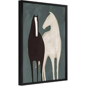 Framed Vintage Horse Canvas Wall Art - Abstract Black and White Horses Oil Painting Modern Farmhouse Animal Wall Decor for Living Room, Bedroom 12x16 inch Horse Gifts