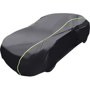 J&J Heavy Duty Car Cover,300D&Soft Lining,Driver&Trunk Zipper,Car Cover Waterproof All Weather,Sun UV Rain Snow Sand Protect Vehicle Painting,Car Covers for Automobiles, Outdoor (Sedan, Black-C1)