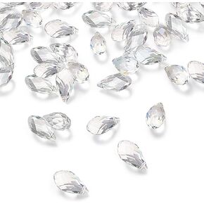 Hicarer 200 Pieces Teardrop Chandelier Crystal Pendants 6 x 12 mm AB Color Rainbow Crystal Beads for Chandelier Jewelry Making DIY Project Earring Necklaces Bracelets