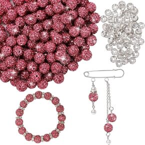 200pcs 10mm Rhinestone Beads for Crafts and Spacer Beads Bulk for DIY Crafting,Sparkly Disco Ball Clay Beads Diamond Crystal Spacer Beads for Necklace Bracelet Earring Jewelry Making Purple