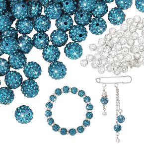 200pcs 10mm Rhinestone Beads for Crafts and Spacer Beads Bulk for DIY Crafting,Sparkly Disco Ball Clay Beads Diamond Crystal Spacer Beads for Necklace Bracelet Earring Jewelry Making Purple
