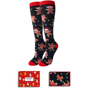 Zmart Christmas Gifts Stocking Socks For Women - Gingerbread Secret Santa Socks Xmas Stocking Stuffers For Her Mom