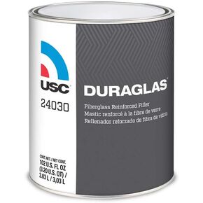 Duraglas Fiberglass Reinforced Auto Body Filler | Rust & Waterproof Single Short-Strand Fiberglass Body Filler, Base Color of Dark Green | 1 Gallon