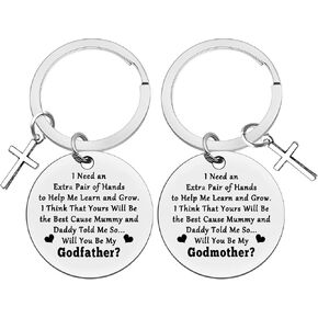 Xiahuyu Godparents Gifts from Godchild Will You Be My Godmother/Godfather Keychain Set Godparents Proposal Gifts Baptism Gifts Christmas Birthday Christening Gifts for Godparent