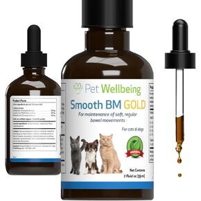 Pet Wellbeing Smooth BM Gold for Cats - Gentle Constipation Relief for Felines - Natural Herbal Supplement 2 oz (59 ml)