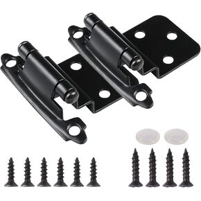 30 Pack Black Cahinet Hinges 3/8" Inset Cabinet Hinges Matte Black Hinges for Cabinets Doors 3/8 Inch Overlay Semi-Concealed Kitchen Cabinet Door Hinges Soft Close,Self Closing Cabinet Hardware Hinges