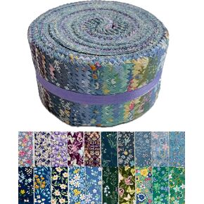Jelly Roll Fabric - 20 Assorted Floral Prints, 100% Cotton Quilting Fabric, 40 Pre-Cut Strips (2.5 x 44 Inch) for Quilting, Sewing, and DIY Projects-Pink Roses