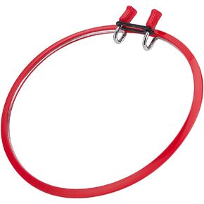 OLYCRAFT Red Metal Embroidery Hoop with Plastic Hoop Ring Large Metal Spring Tension Embroidery Hoop Cross Stitch Hoop Metal Embroidery Frame for Embroidery and Cross Stitch - 8.7x8.7x0.9 Inch