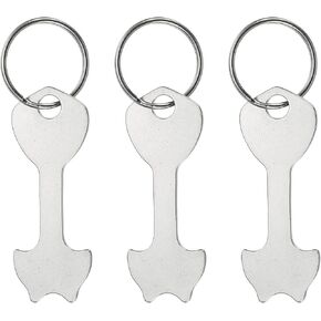 PATIKIL Shopping Trolley Token Key Ring, 3 Pack 2.4 Inch Stainless Steel Cart Remover Unlock Release Keychain for Grocery Shopping Carts, Silver Tone