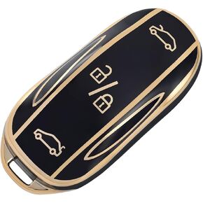 OFFCURVE for Tesla Key Fob Cover, Full Protection Car Key Case Shell for Tesla Model 3 Model Y Model S Smart Remote Key Holder, Black