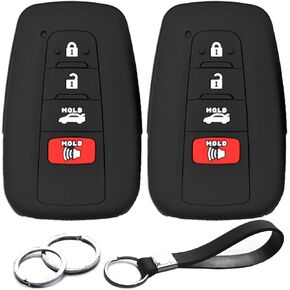 2pcs Compatible with Toyota RAV4 Camry Highlander 4Runner Corolla Avalon Mirai Prius 86 C-HR HYQ14FBC 4 Buttons Black Rubber Silicone Case Remote Key Fob Cover