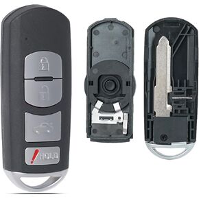Key Fob Shell Case Replacement Fits for Mazda 3 6 Miata MX-5 CX-5 CX-9 2014 2015 2016 2017 2018 2019 Keyless Entry Remote Control 4 Button Pad Key Fob Cover