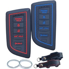 2Pcs Silicone Smart Remote Key Fob for 2022 2023 2024 Acura RDX MDX Integra A-spec w/Tech CVT Key Fob Cover 5 Buttons (Black/Hot Pink)