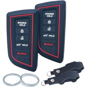 2Pcs Silicone Smart Remote Key Fob for 2022 2023 2024 Acura RDX MDX Integra A-spec w/Tech CVT Key Fob Cover 5 Buttons (Black/Hot Pink)