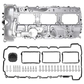 N55 Engine Aluminum Engine Valve Cover Compatible with BMW 135i M235i 535i 335i 640i 435i 740i 740Li X5 X3 X6 X4 X1 M2 435ixDrive 3.0L with Gasket Bolts Kit & Oil Cap Part# 11127570292