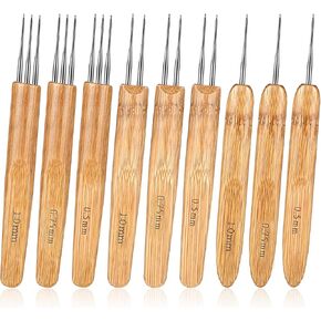 Andibro 9Pcs Dreadlock Crochet Hook for Hair Loc Needle for Dreads Tool for Braid Craft Dread Locks Crochet Needles 1 Hook, 2 Hooks, 3 Hooks 0.5mm 0.75mm 1mm