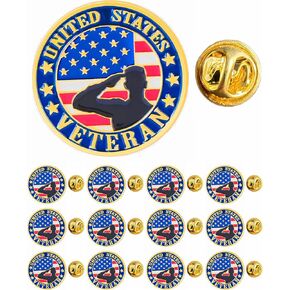 12/25/50/100 pieces Veterans Day pin round enamel America Veterans' Day lapel pins USA Military Memorial Day Veteran Brooch pin Decoration United States badge US patriotic Souvenir gift bulk